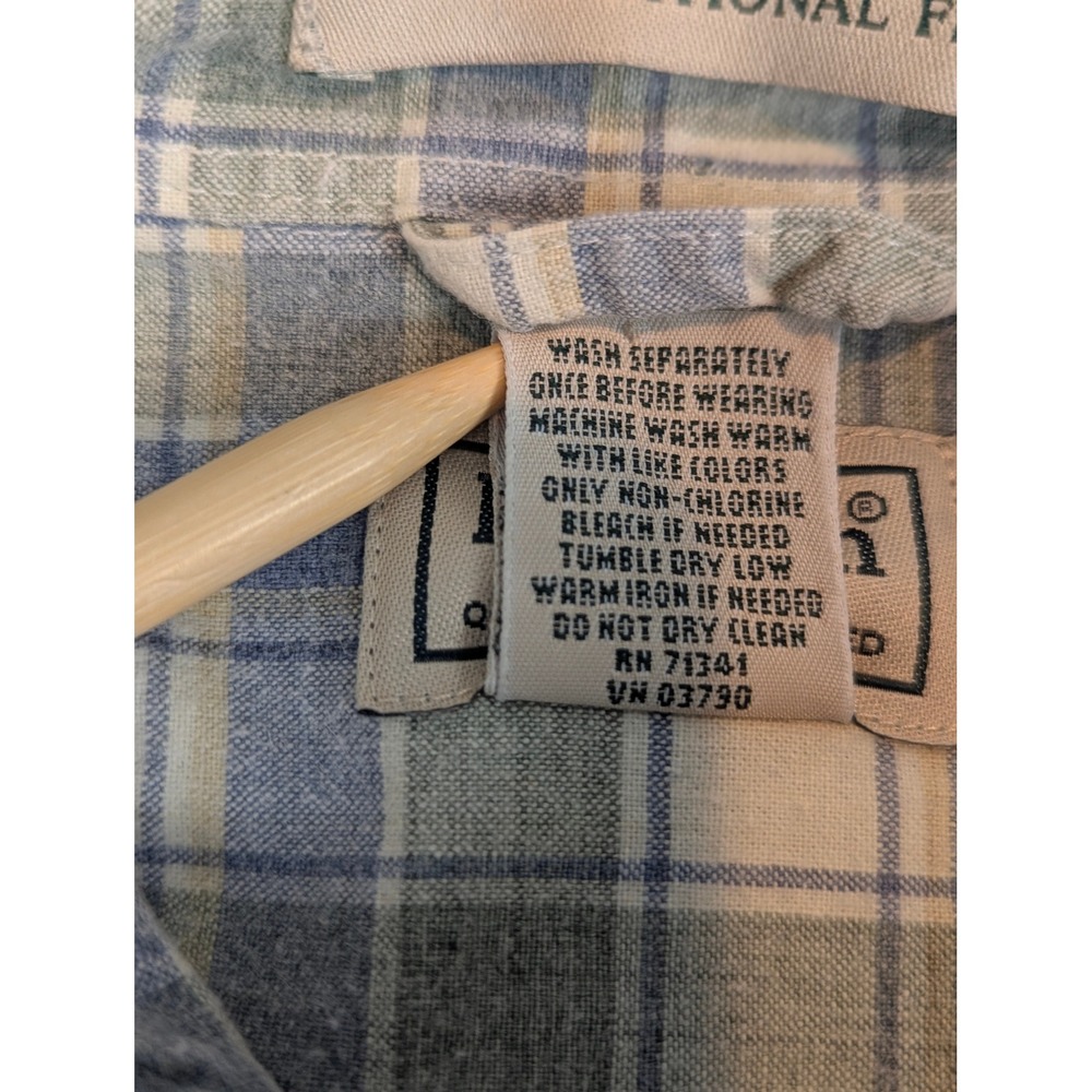 LL Bean Mens XL Brushed Scotch Traditional Plaid Button Down Shirt Blue Green - Picture 7 of 12